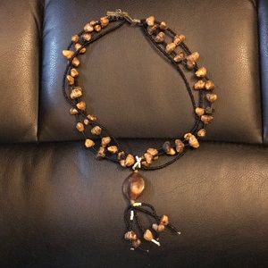 Painted Seed and Bead Necklace - Handmade